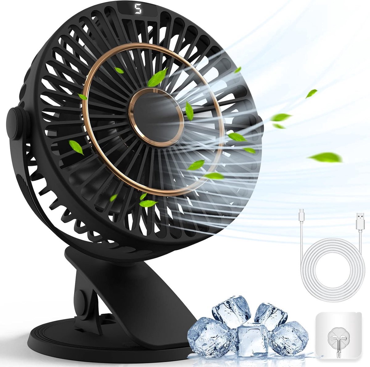 Solvix tafel ventilator geluidloos - Mini Ventilator - Zwart - USB Aansluiting - Compact en Draagbaar - Voor Thuis en Op Kantoor