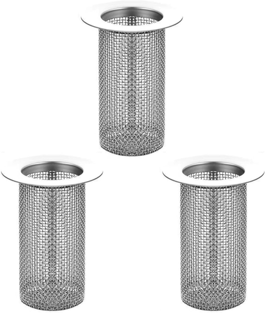 Set van 3 roestvrijstalen haarfilters voor douche, gootsteen en keuken - Effectieve afvoerbescherming en eenvoudig te reinigen