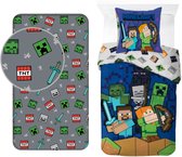 Minecraft slaapkamerset; dekbedovertrek en hoeslaken