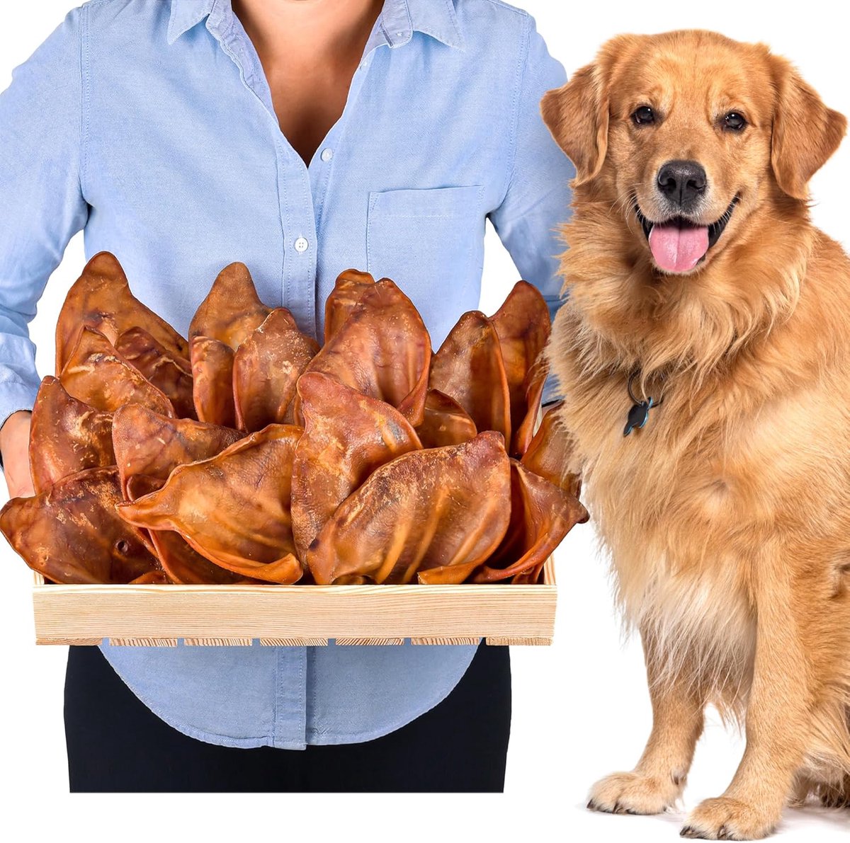 SnelShoppen - Varkensoren voor Honden 20 Stuks - Natuurlijke Kauwsnacks - Graanvrij - Luchtgedroogde Hele Varkensoren - Gezonde Traktatie voor Alle Ra