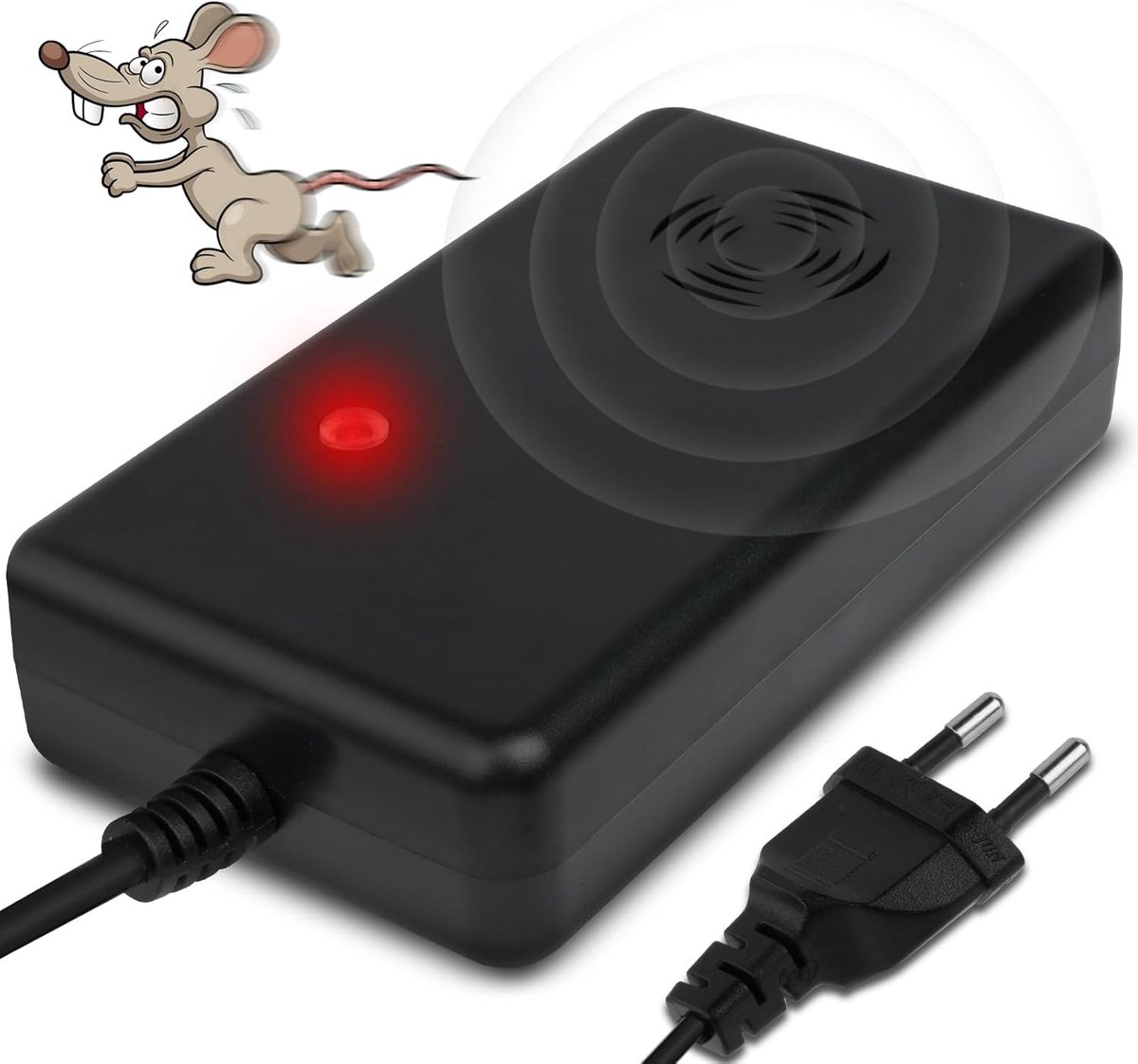 Thijox - 2-pack Ultrasoon Dierenafweermiddel voor Binnen, Nertsafweermiddel met 230 V Stekker, Effectief tegen Ratten en Nertsen in Garage, Zolder, Sc