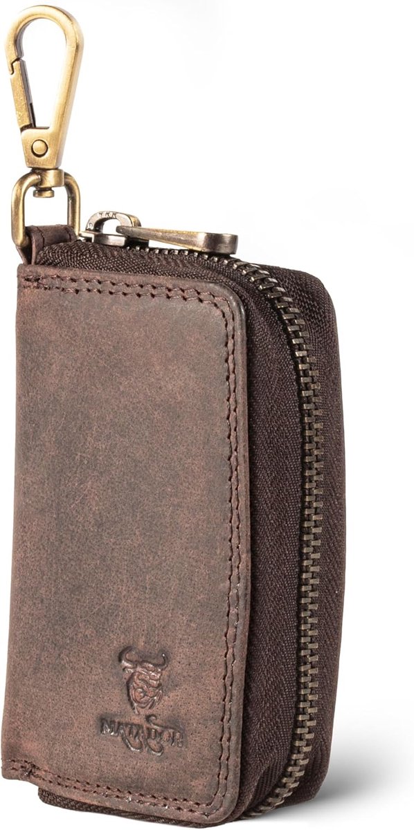 SnelShoppen - Handgemaakte Bruine Leren Sleutelhanger K-65, Elegant en Praktisch, Compact Sleutelkastje voor Organisatie, Perfect voor Thuis en Reis
