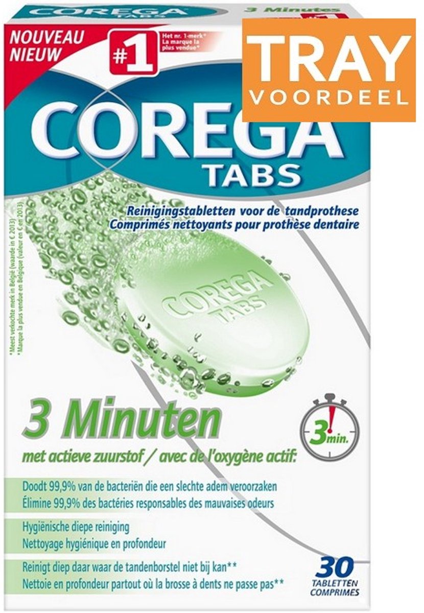 COREGA TABS 3 MINUTEN REINIGINGSTABLETTEN 72 X 30 STUKS