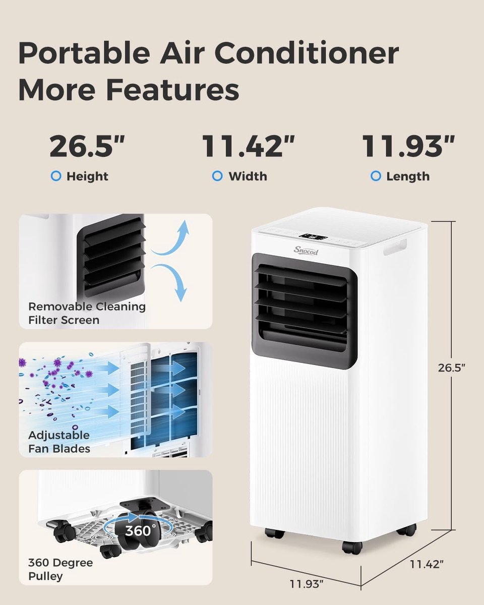 Mobiele airco 16000 BTU stille draagbare airconditioner met wifi, ontvochtiger en slaapstand — afbeelding 4