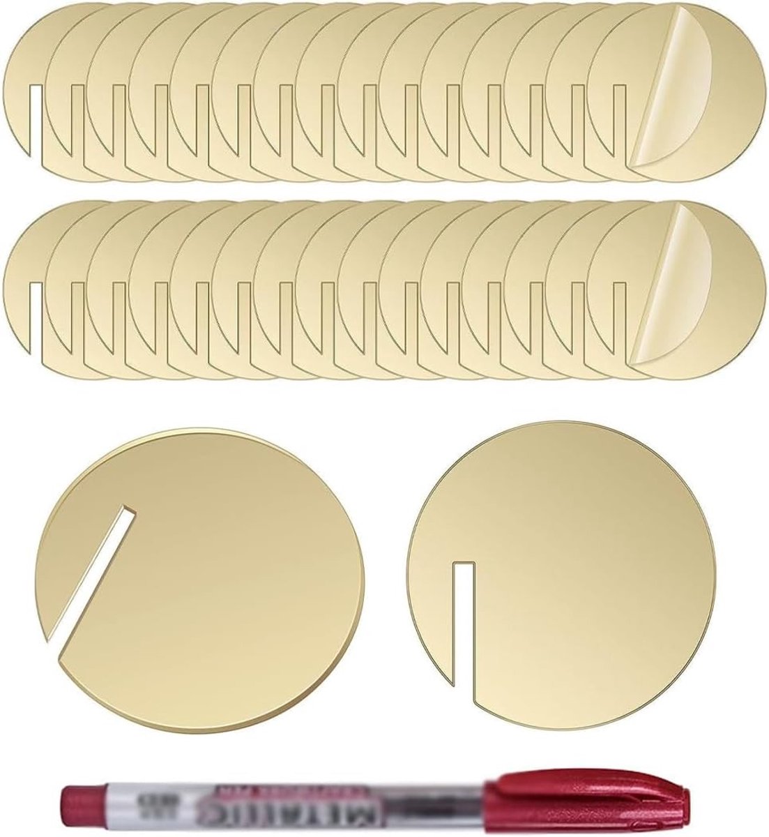 30 Stuks Acryl Drinktags voor Feesten - 4 cm Glazen Markers met 1 Metallic Uitwisbare Stift - Ideaal voor Bruiloften, Wijnproeverijen en Bargebruik