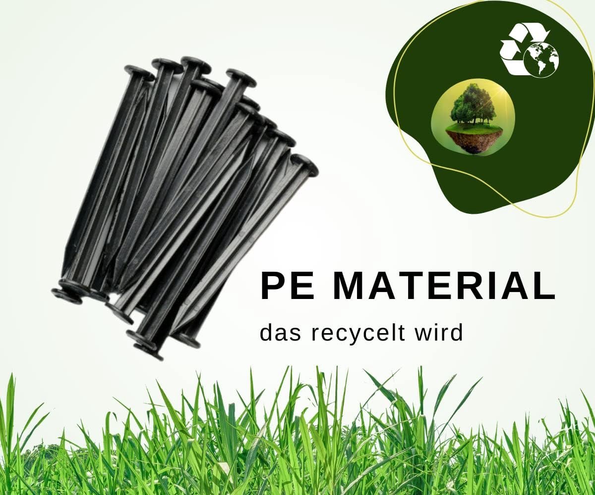 Thijox - Kunststof Spijkers 18 cm voor Flexibele Gazonrand en Bestratingsrand - Bevestigingsnagels van Kunststof - 50 Stuks - Zwart - RAL 9005 - Sterk