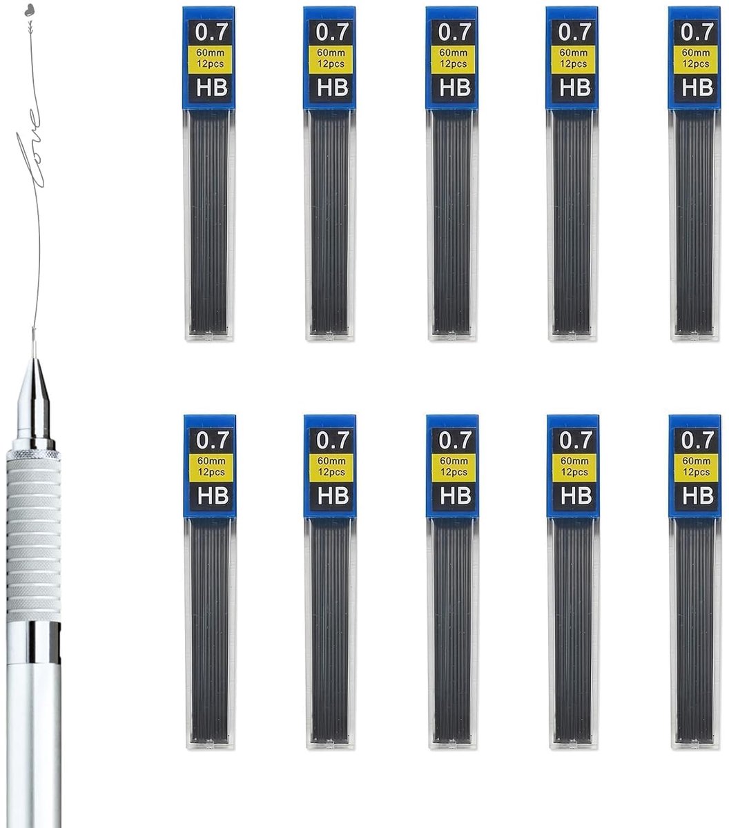 Thijox - 0,7 mm Vullingen voor Vulpotloden - 120 Stuks Automatische Reservevullingen - Hoogwaardige Hars voor Vloeiend en Duidelijk Schrijven - Ideaal
