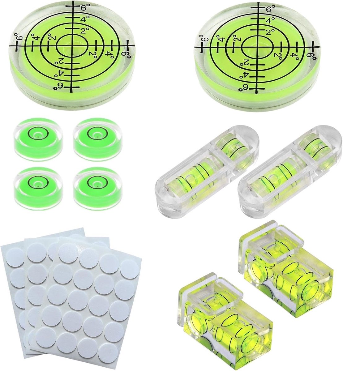 Thijox - 10 Stuks Waterpas, Bubble Waterpas, Precisieblikniveau, Ronde Mini-Waterpas in Fluorescerend Groen voor Kamperen, Camera's en Nivellering