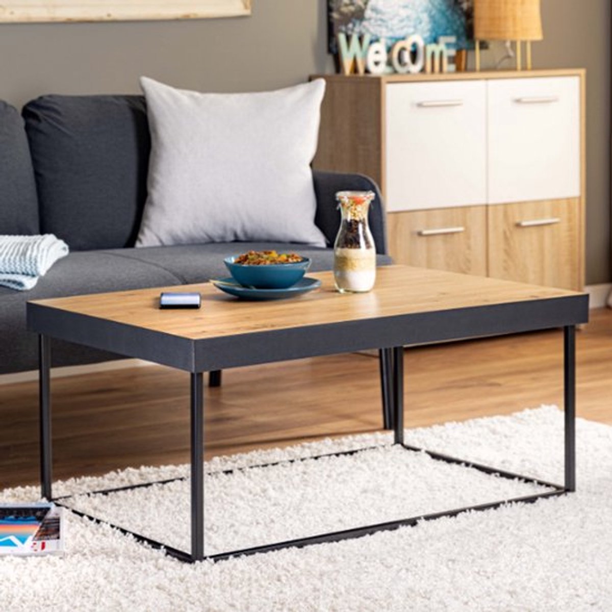 Salontafel Passione | 90 x 55 x 40 | Metalen Frame | - Interlink - Rechthoekige salontafels - Bruin - Metaal; Spaanplaat - Rechthoekige salontafels -