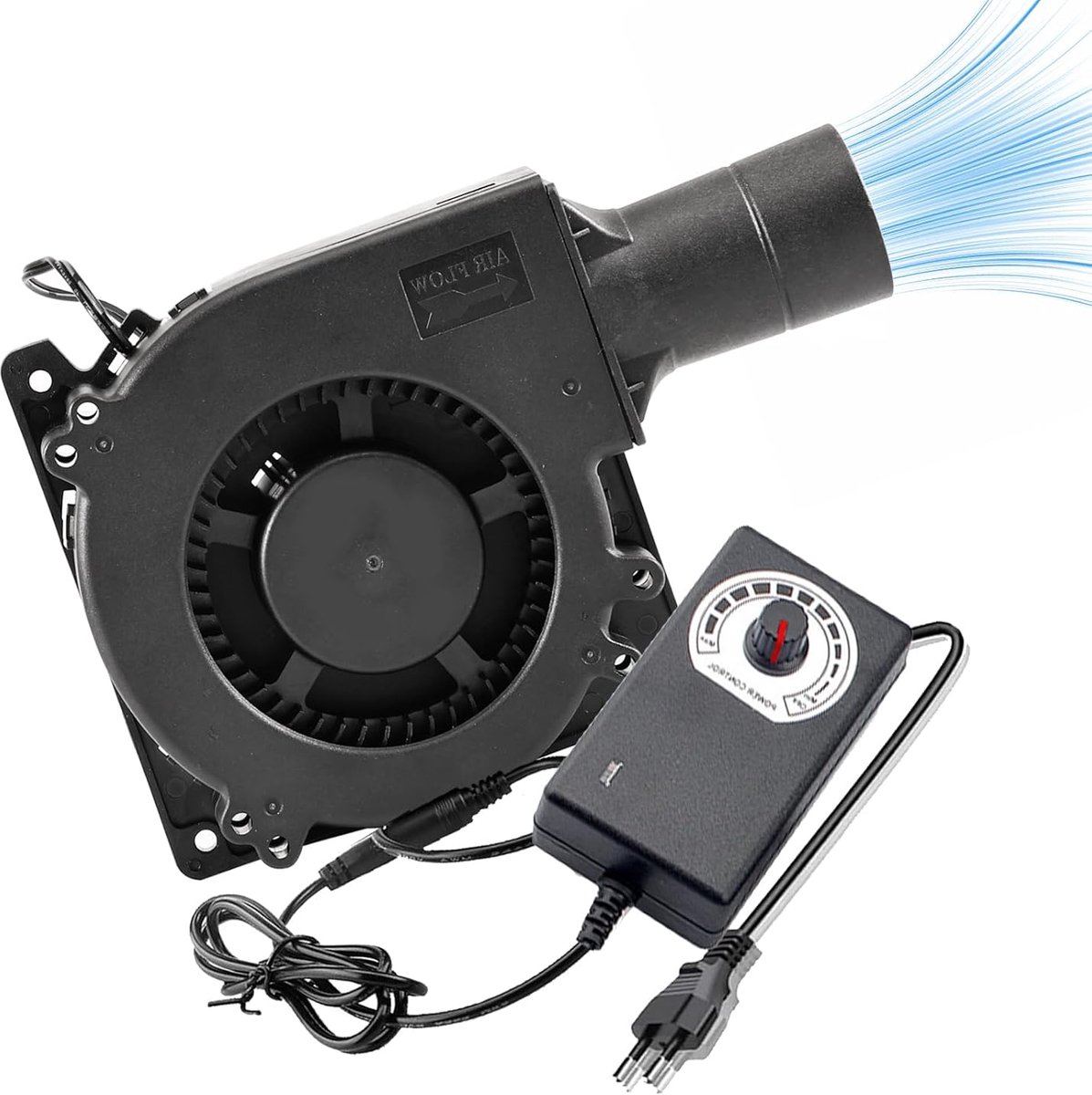 SnelShoppen - Radiaalventilator 12V/230V - Verstelbare AC Turbine-ventilator voor Koeling, Ventilatie, BBQ, Camping en Open Haarden - Hoogwaardige Luc