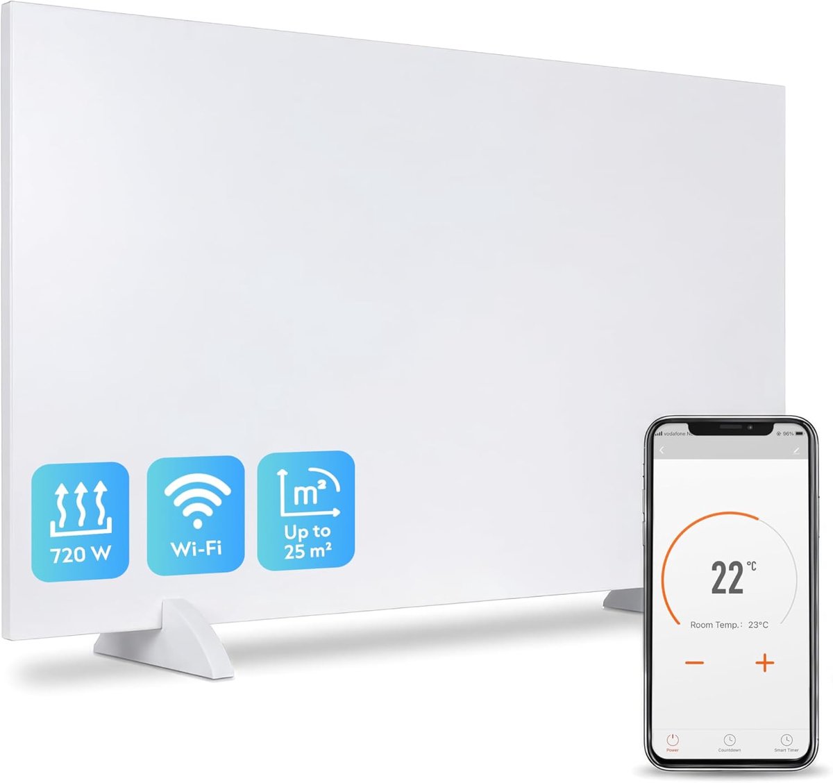 SnelShoppen - Infrarood Verwarming Paneel 720W met WiFi, Oververhittingsbeveiliging, Energiezuinig en Milieuvriendelijk, Muur- of Vrijstaand Gebruik,