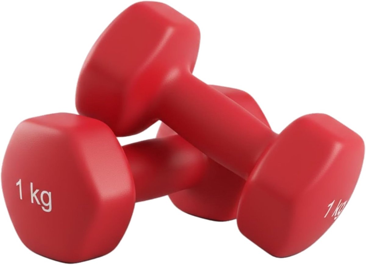 Thijox - Dumbbells - Vinyl Dumbbells Set van 2 - 0,5/1/2/3/4/5 KG - Rood - Ideaal voor Fitness, Revalidatie, Boksen en Powerwalken