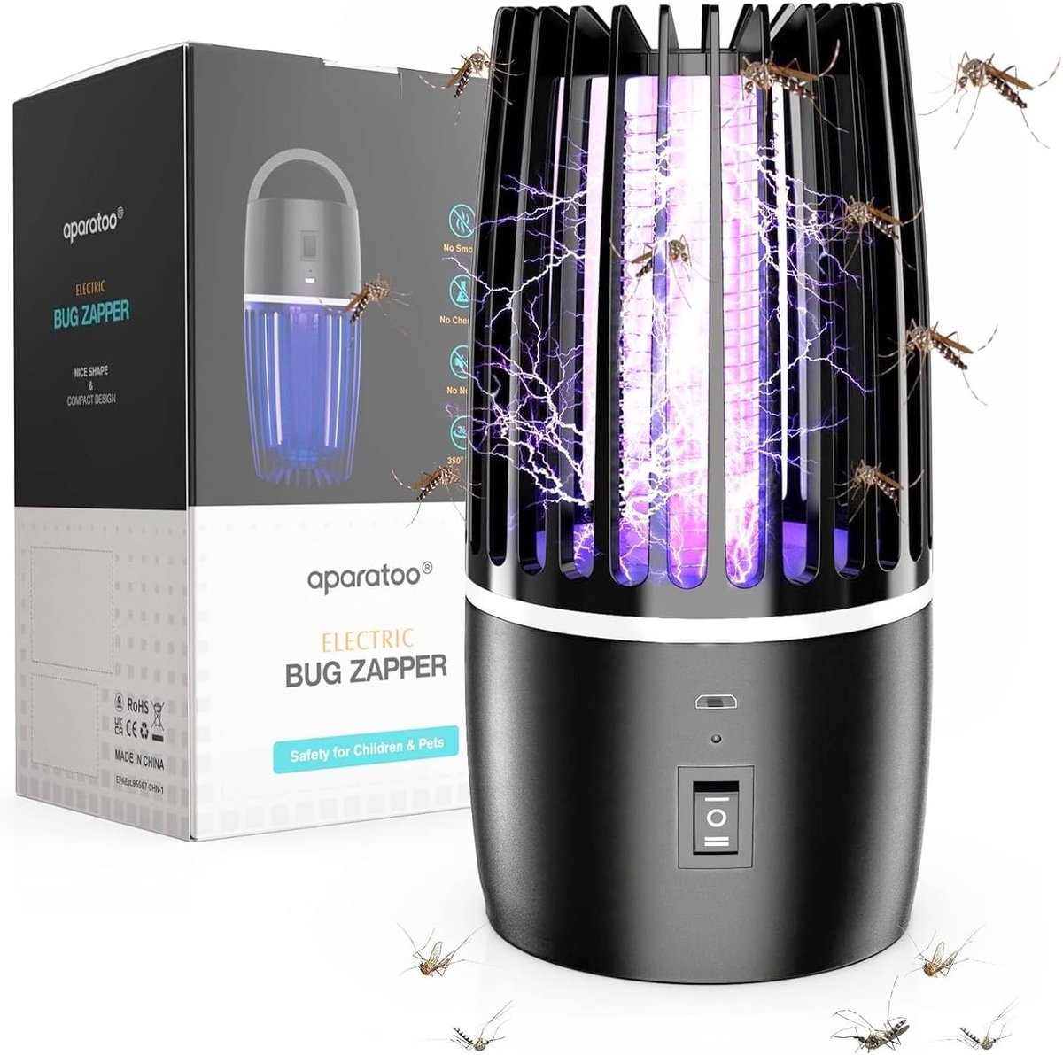 SnelShoppen - Muggenlamp 4200V, Elektrische Insectenverdelger UV, Waterdichte Muggenval voor Buiten, Vliegenvanger voor Tuin, Terras, Keuken en Slaapk