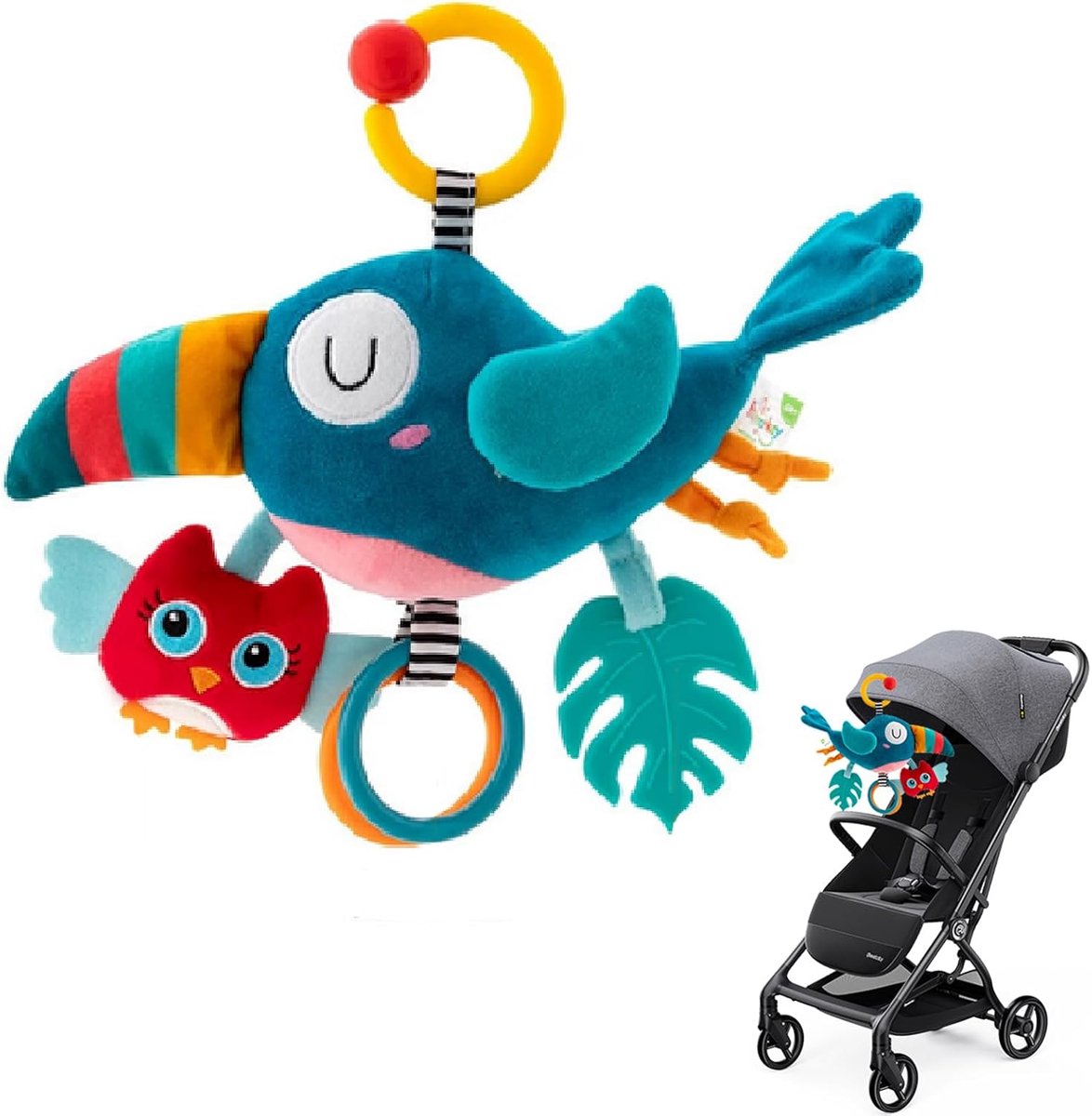 Thijox - Kinderwagen Speelgoed voor Baby's 0-6 maanden, Grijpspeelgoed met Geluiden, Bijtspeelgoed voor Peuters, Geschikt voor Jongens en Meisjes, Bab