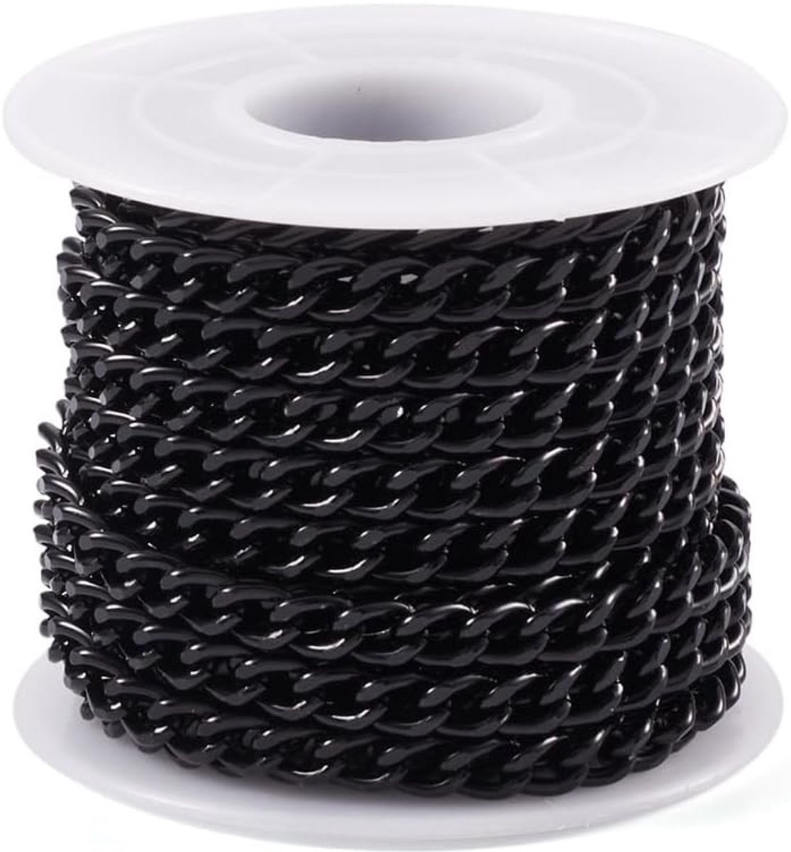 Zwarte Aluminium Kettinkjes 5M voor DIY Sieraden, Armbanden en Halskettingen - 7x5x1.5mm Keten Links