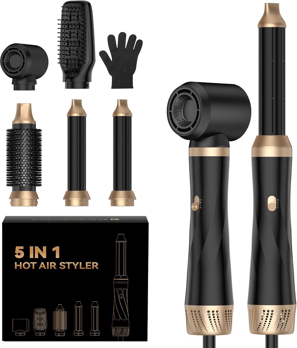 SnelShoppen - Hair Brush Dryer 5-in-1 Haardroger en Borstel - Multifunctionele Föhn voor Steil, Krullend en Volumineus Haar - Ideaal voor Thuisgebruik