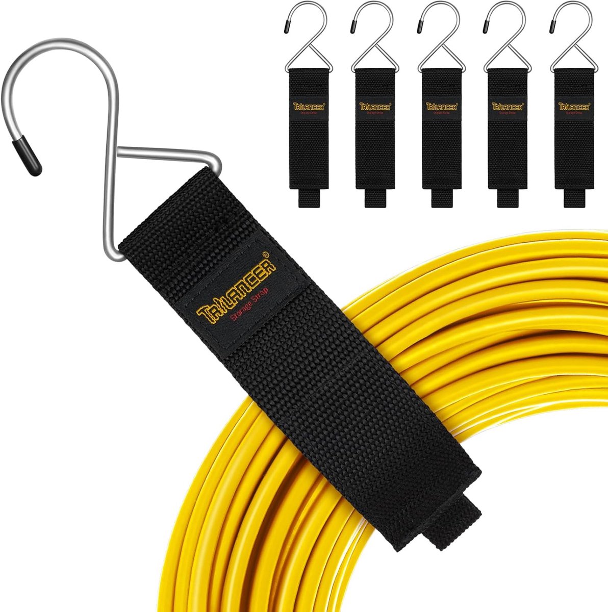 Thijox - Trilancer Verlengsnoer Kabelorganizer en Hanger (6 Stuks) - Klittenband Opslagriemen met Metalen Haak voor Kabels, Draden, Touwen, Slangen -