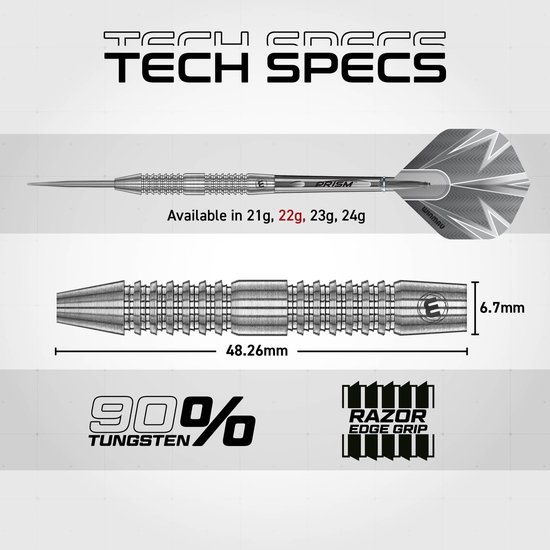 Winmau Tuscan Silver 90% Dartshopper Exclusives - Dartpijlen van Winmau — afbeelding 2
