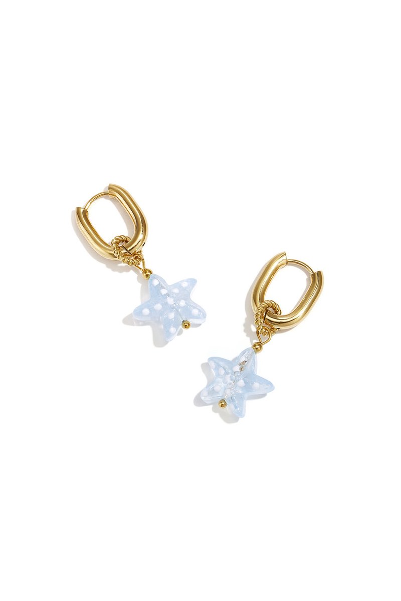 Bijoutheek Oorhangers Hoop Rechthoekig Zeester Bedel Blue