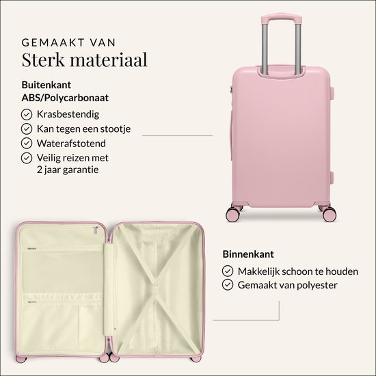 Roze SUITSUIT koffer (65 cm) van ABS/Polycarbonaat, open en gesloten.
