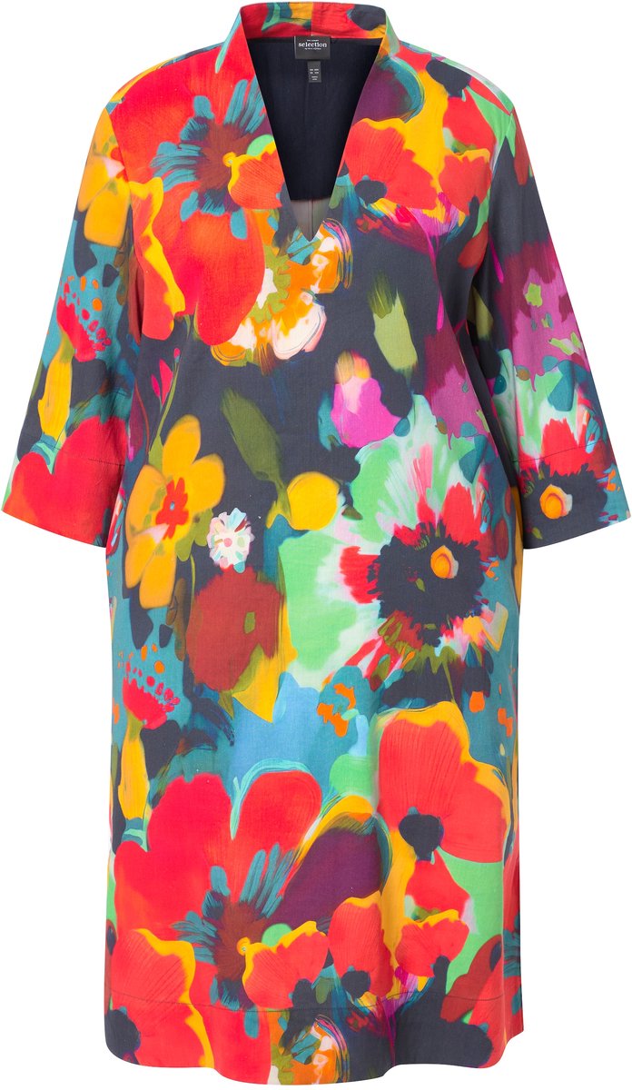 Ulla Popken - Dames - Midi-jurken - Donkermarine - Maat 42+