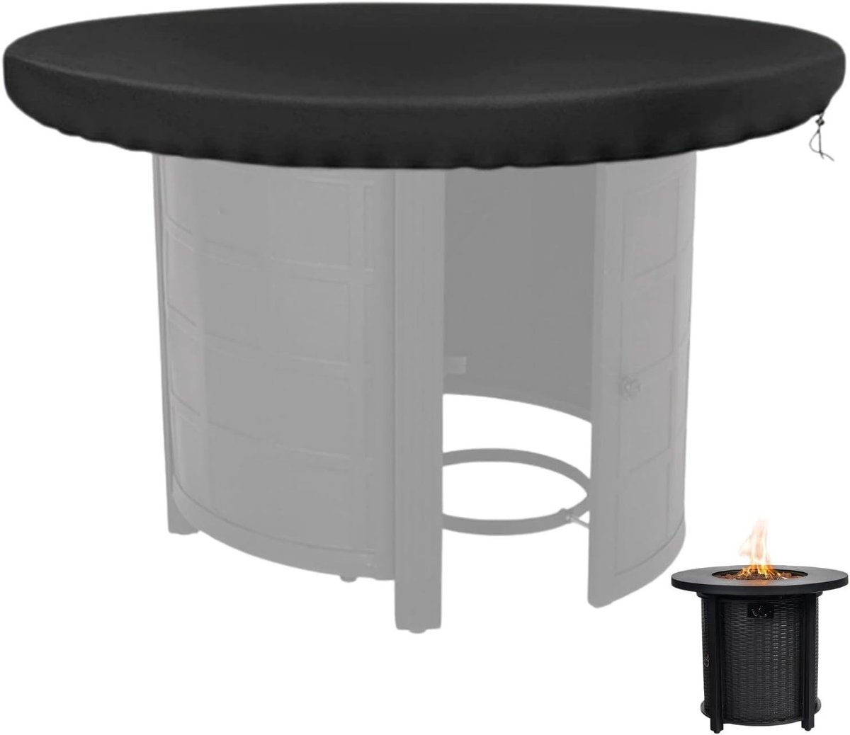 Beschermhoes voor Vuurschaal van 80 cm, Waterdicht, UV-bestendig, Winddicht en Ademend, Geschikt voor Grillplaat en Vuurkorf, Zwart