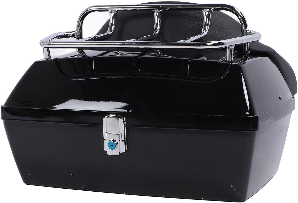 Ruime 48L Motorachterkoffer met Slot en Rugleuning Kussen voor Motorfietsen - Ideaal voor Opberging en Comfort tijdens Rit