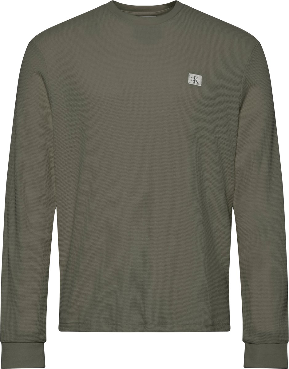 Calvin Klein Jeans Ls Waffle Badge Crewnk Tee Olijf