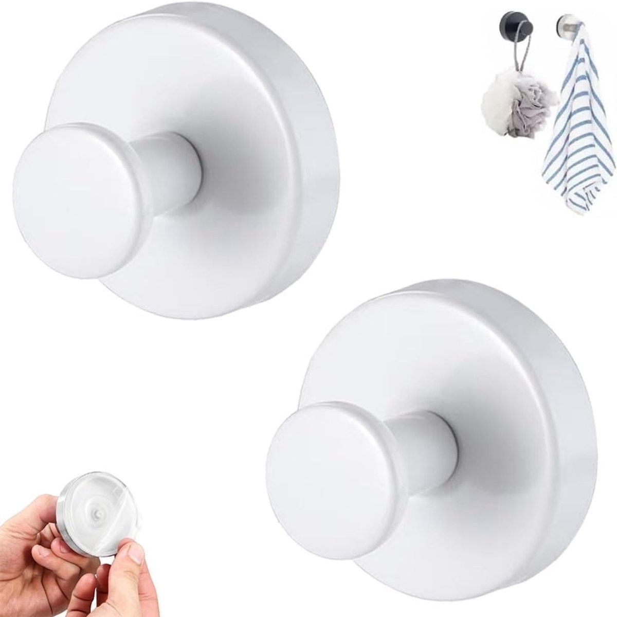 Suction Cup Haken voor Glazen Ramen, Verbeterde Kerstkrans Deurhanger, Geen Boren Nodig, Ideaal voor Kransen en Douche Haken (2, Wit)