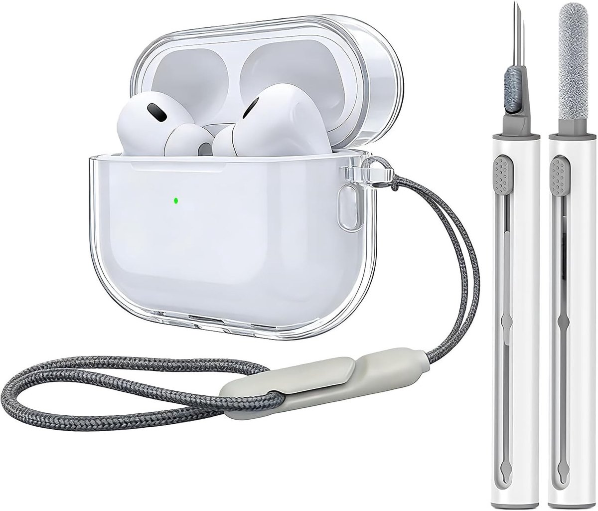 Duidelijke Hoes voor AirPods Pro 3 met Reinigingspen en Polsbandje, Bescherming en Stijl voor Jouw Oordopjes
