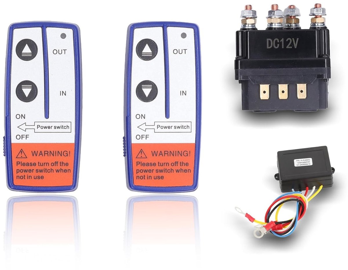 Winch Relay Kit 12V 250A - 30W Solenoid Vervangingsschakelaar met Afstandsbediening voor ATV, Tuintractor en Meerdere Voertuigen