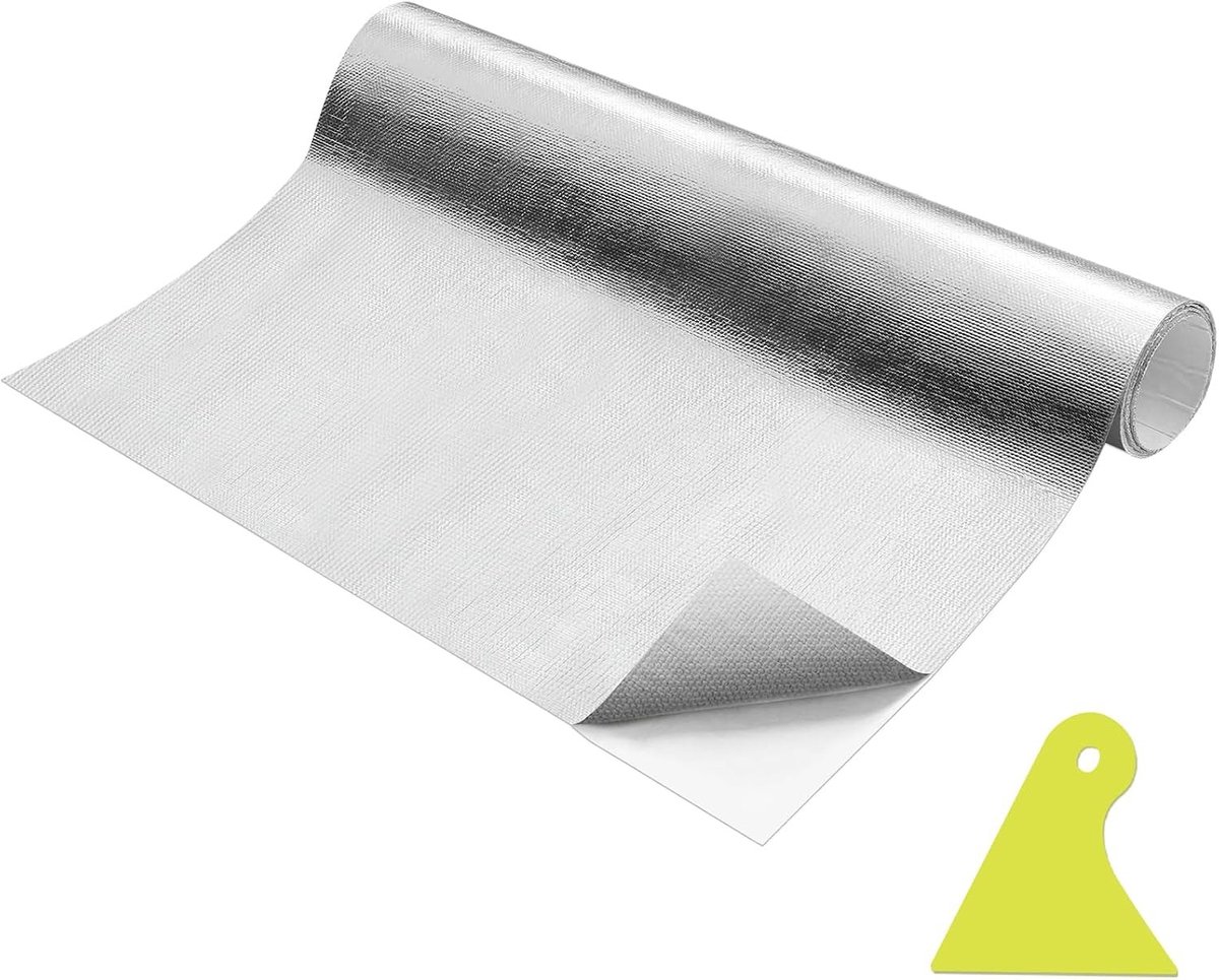 Aluminized warmtebeschermingsfilm van 60 x 100 cm - Zelfklevende glasvezelisolatie voor hoge temperaturen, ideaal voor daken, slangen en voertuigen