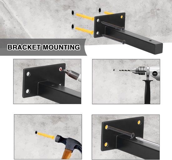 Zware Steunbeugels voor Planken - Wandmontage, Industrieel Ontwerp, 40-60kg Draagcapaciteit, 20mm Dikte, Perfect voor Thuis en Kantoor — afbeelding 3