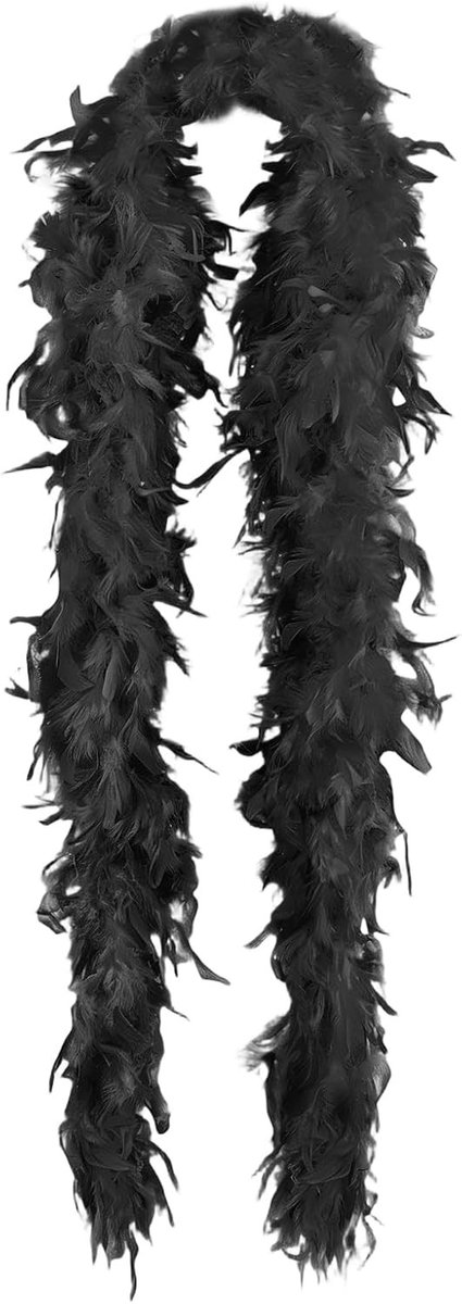 Fluffy Zwarte Veerboa van Turkse Veren voor Kostuums, Carnavalsfeesten, Halloween en Feestjes - 2 Meter Lang
