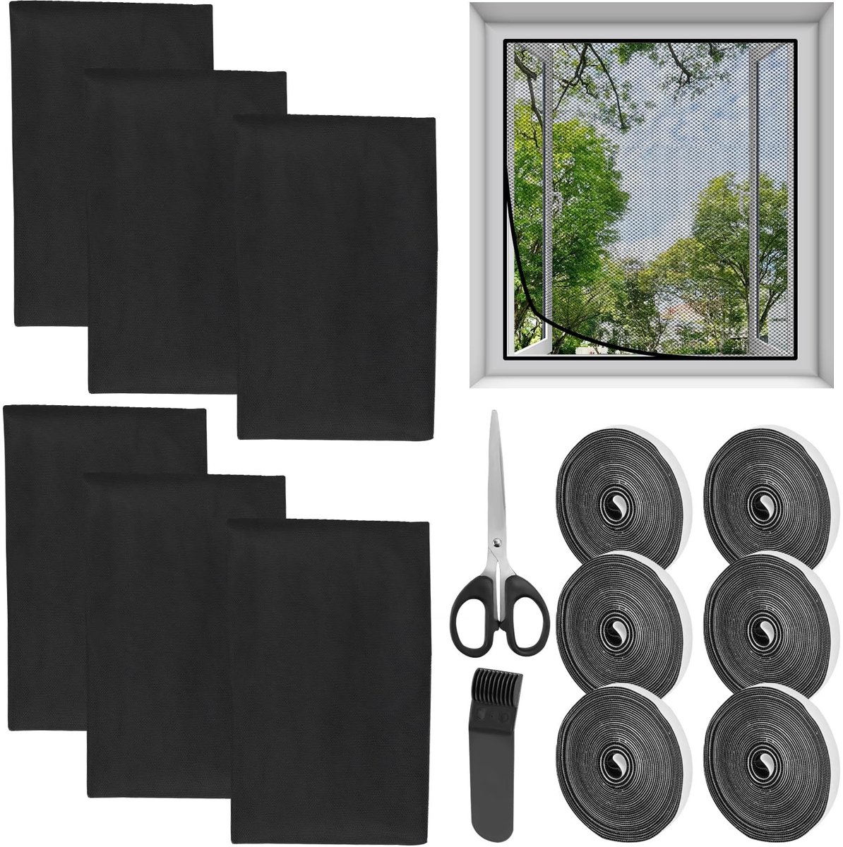 Elzusha - Insectenwerende Raamhor Set van 6, 130 x 150 cm