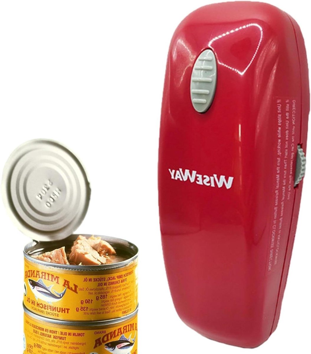 Elektrische Blikopener - Automatische Keukenhulp - Blikjes Openen - Snijdt Zonder Aanraking - 76 cm Breed - Rood