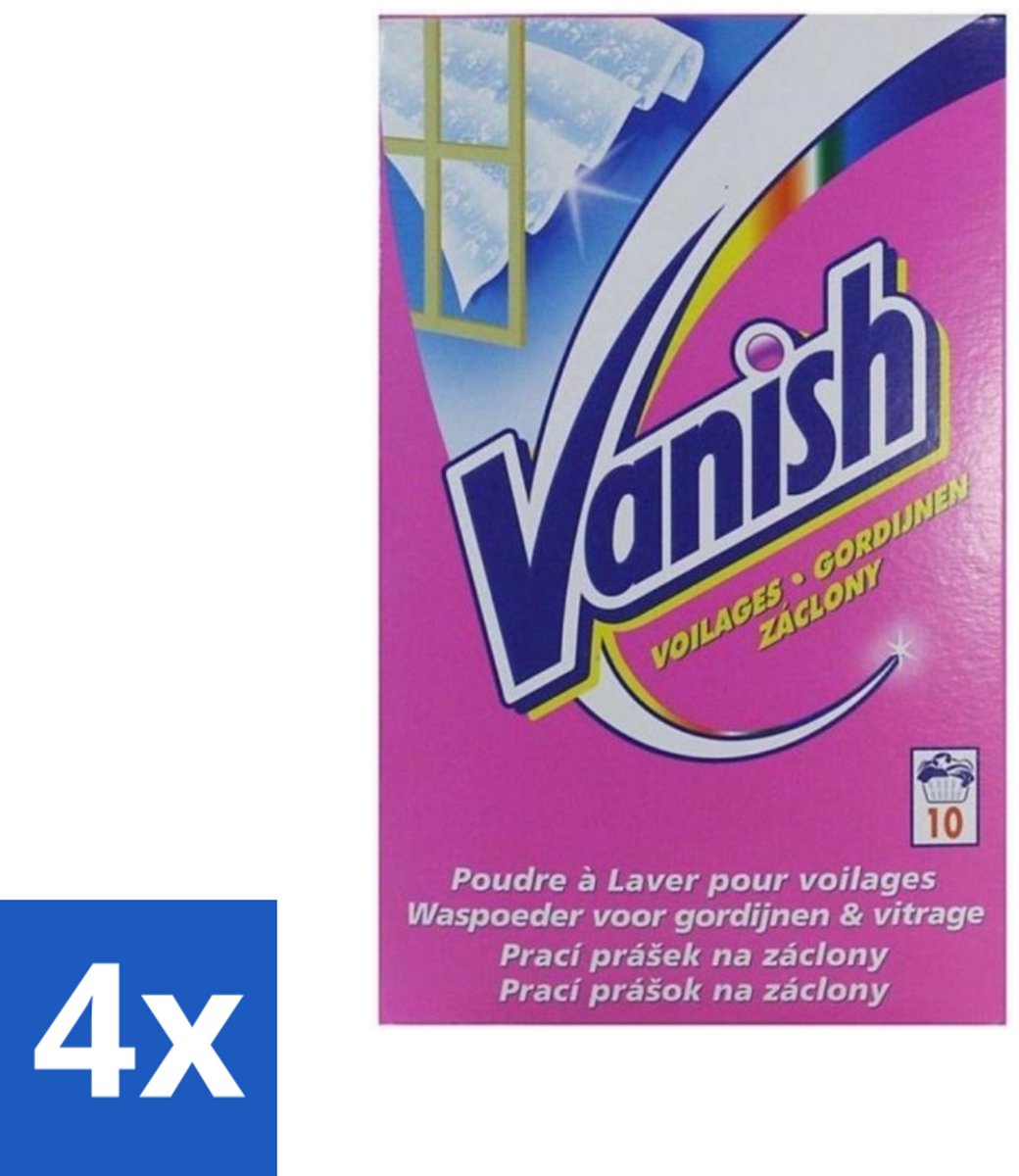4 x Vanish Gordijnen - Waspoeder - Voor Gordijnen & Vitrage - 10 Wasbeurten - Gordijn Schoonmaken - Gordijnen Wassen - Vitrage Reinigen - Vlekken Verwijderen Gordijnen - Waspoeder Gordijnen