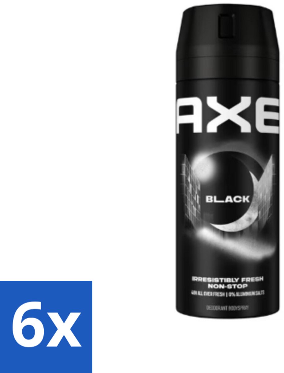 6 x Axe - Deodorant Bodyspray - 48hrs Fresh - Black - Frozen Pear & Cedarwoord - 150 ml - Axe Deodorant - Deodorant Spray - 48 Uur Bescherming - Bevroren Peer Geur - Cedarwood Geur