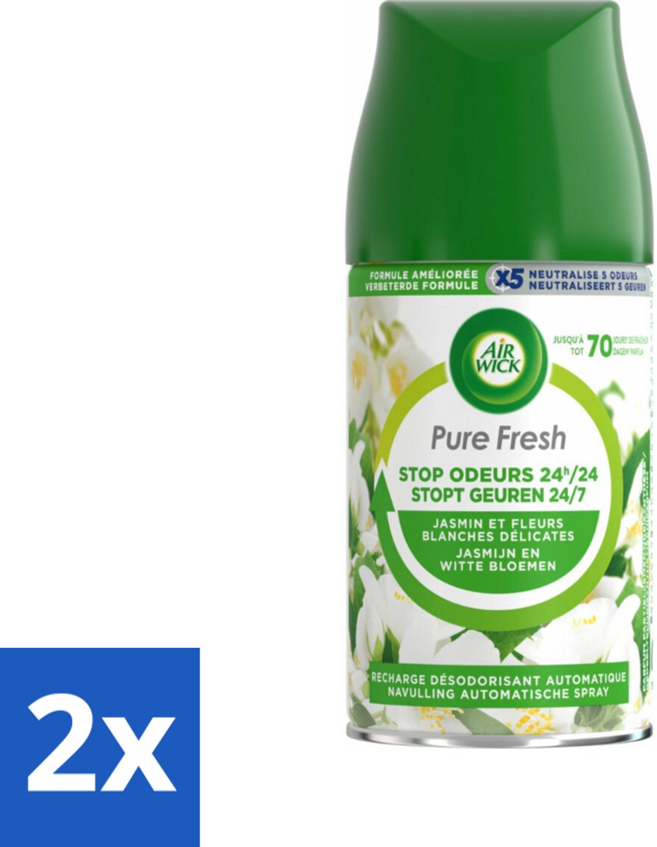 2 x Air Wick Freshmatic - Luchtverfrisser Navulling - Pure Jasmijn & Witte Bloemen - 250ml - Luchtverfrisser - Air Wick - Jasmijn - Witte Bloemen - Geurverspreider