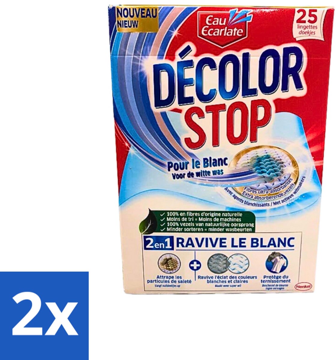 2 x Eau Eclarate - Sublim Blanc - Ultra Witmakend - 25 doekjes - Witte Textiel - Glans Herstellen - Witmaken - Textielreiniger - Vergrijzing Voorkomen