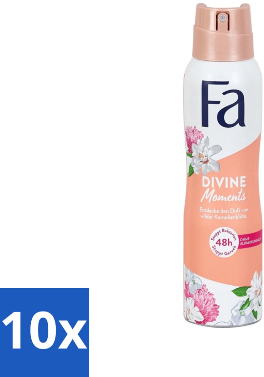 Fa - Divine Moments - Deodorant Spray - Wilde Cameliabloesem - 150 ml - Bulkverpakking - 10 stuks