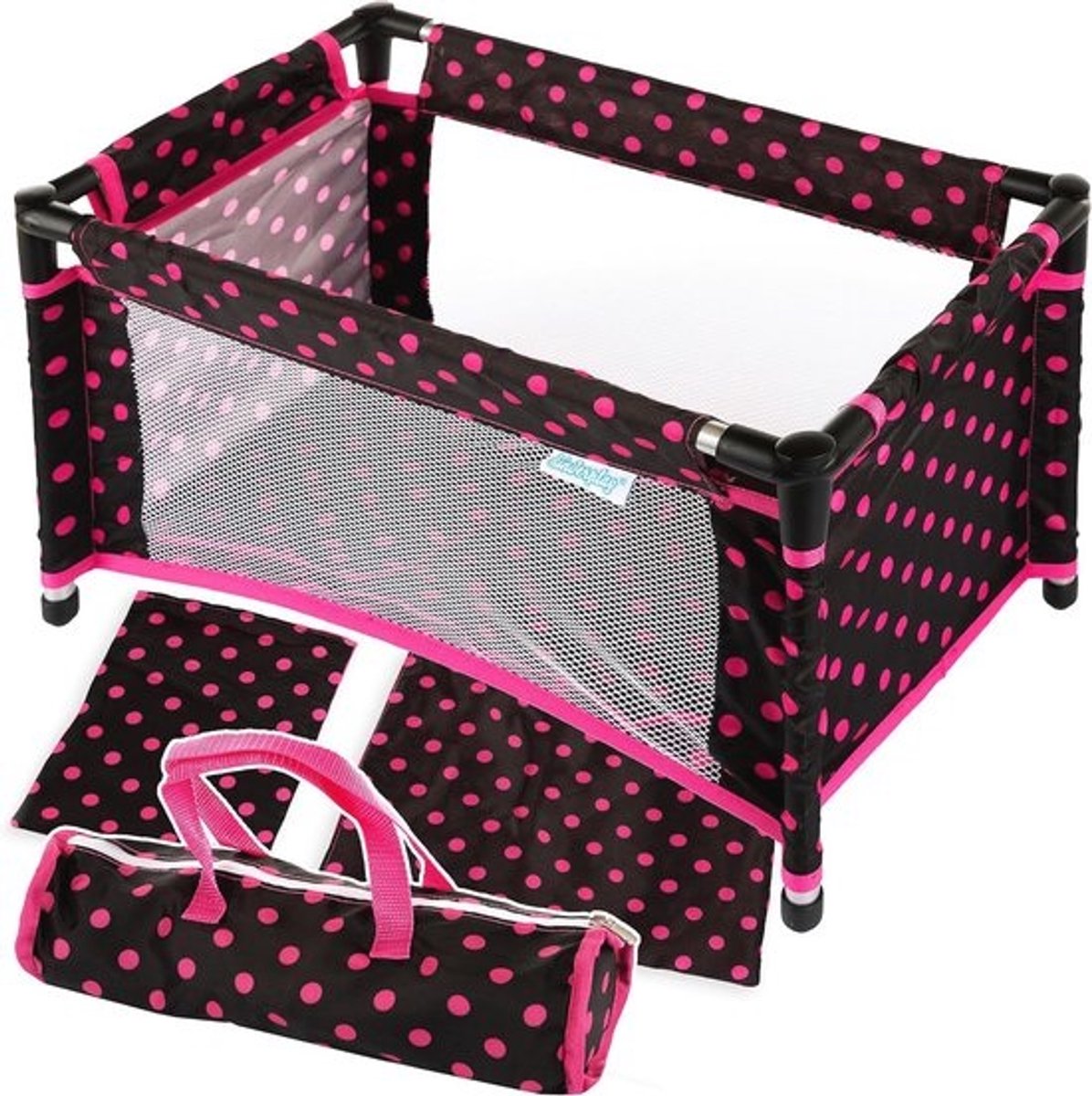 Inklapbaar Poppenbed met Draagtas en Beddengoed voor Babypoppen van 39-46 cm - Lichtgewicht en Praktisch Reisspeelgoed
