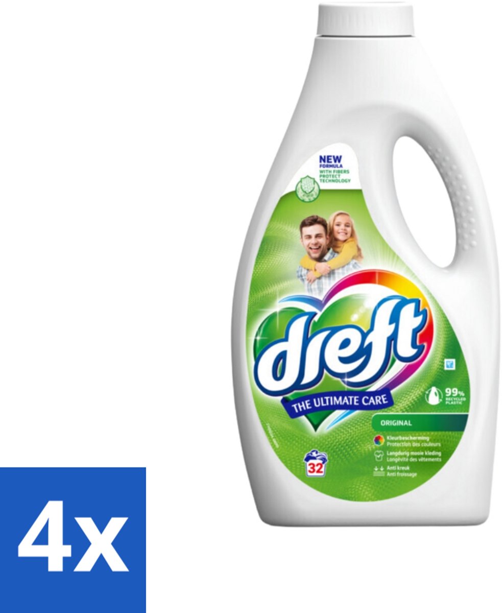 4 x Dreft Vloeibaar Wasmiddel Origineel 32 Wasbeurten 1,4 liter - Wasmiddel - Gekleurde Was - Wasverzachter - Wasformule - Wasgeur