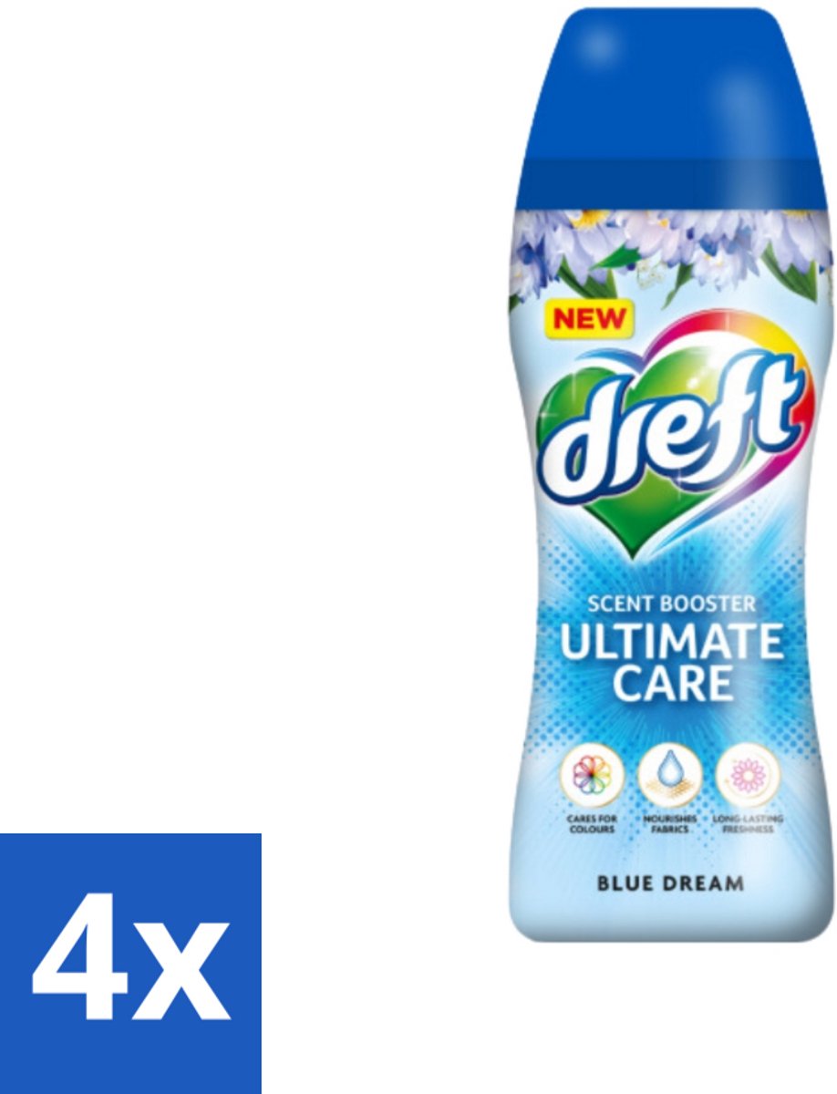 4 x Dreft - Ultimate Care - Wasverzachter - Geurbooster - Gekleurde Was - Blauwe Droom - 15 Wasbeurten - Wasverzachter - Geur - Wasmiddel - Blauwe Geur - Kleurbescherming