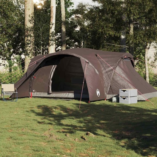 Familie Tent - Tunnel Tent - Kamperen met gezin - Waterdicht en winddicht - 6 personen - Bruin — afbeelding 2