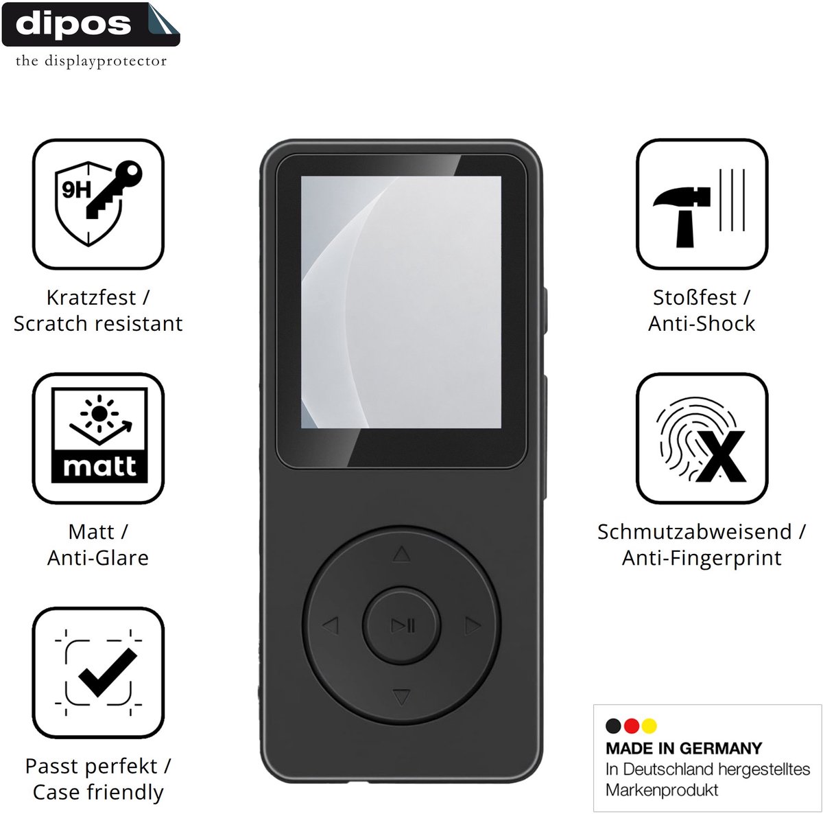 dipos – 2x Matte Pantserfolie geschikt voor Aroeally MP3-01F | 9H Screenprotector
