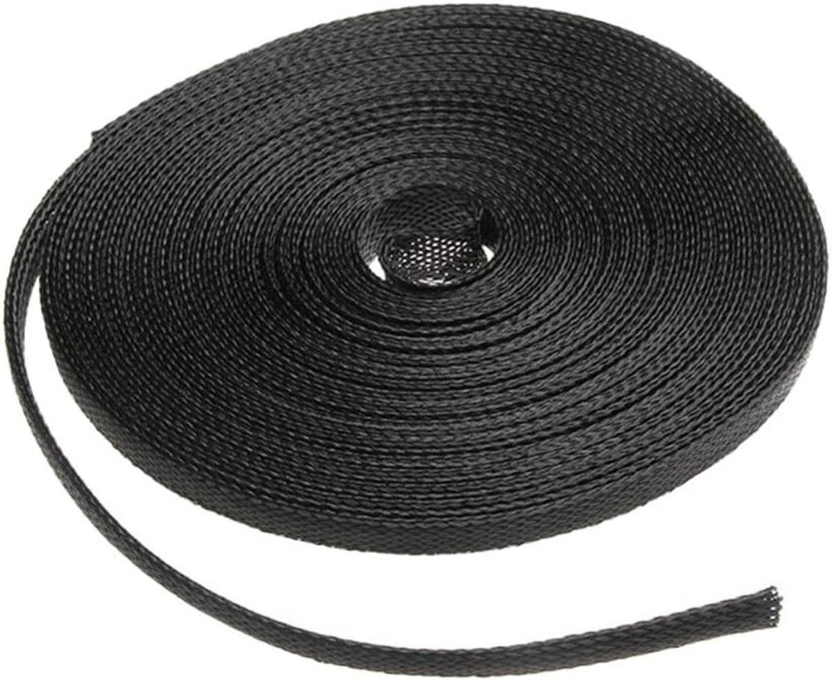 Uitbreidbare Gevlochten Slang voor Kabels - Zwarte Gevlochten Bescherming, Flexibel en Isolerend, 3mm Diameter, 7.5 Meter Lengte
