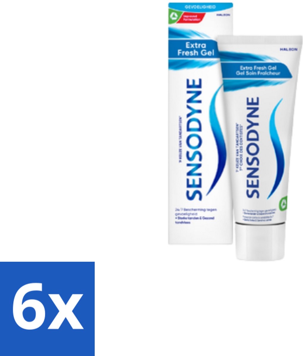 6 x Sensodyne Tandpasta Extra Fresh Gel 75 ml - Gevoelige Tanden - Mondgevoel - Tandpasta - Frisheid - Tandgevoeligheid