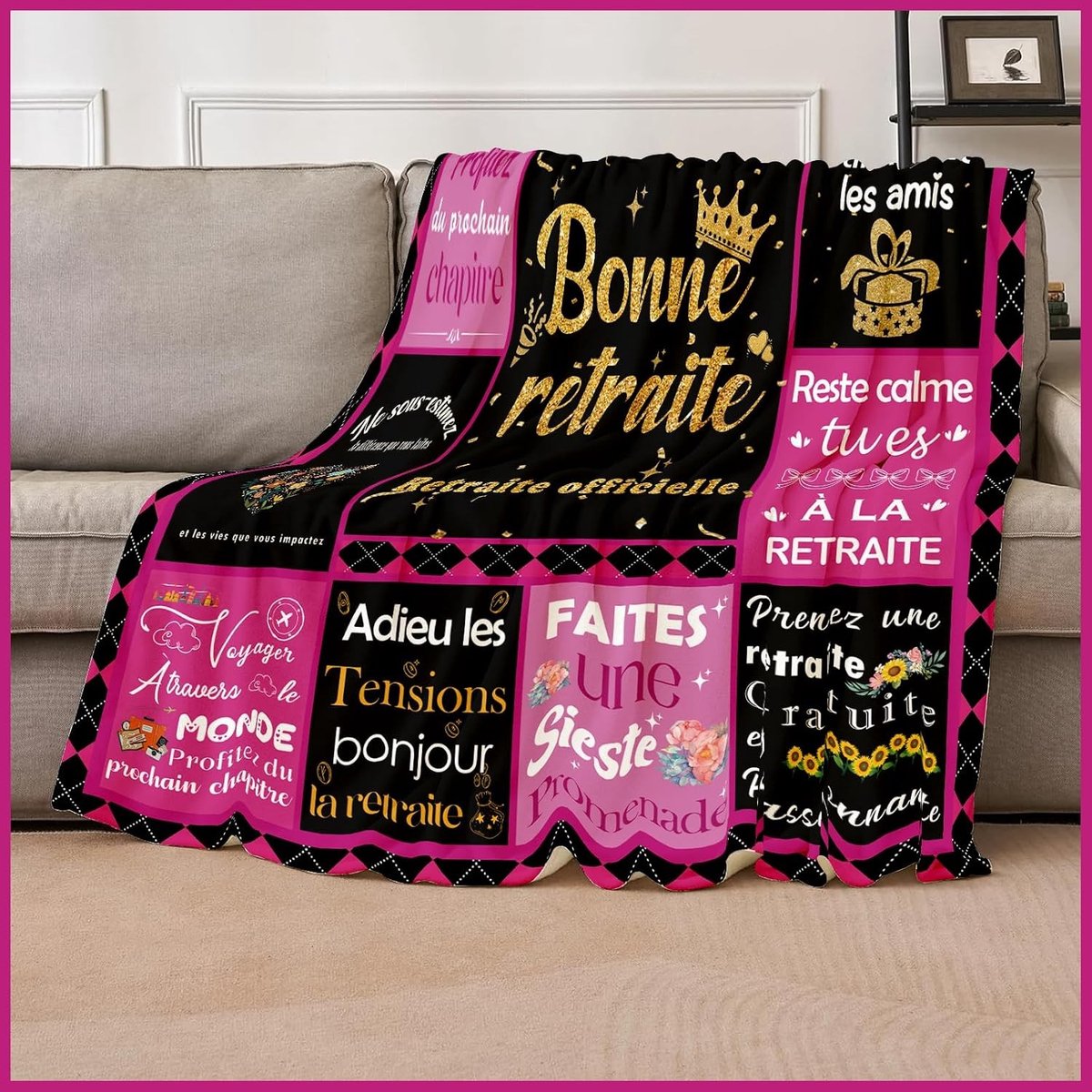 Retirement Cadeau, Flanellen Dekentje voor Mannen en Vrouwen, Comfortabele Decke voor Pensioen 130 x 130 cm