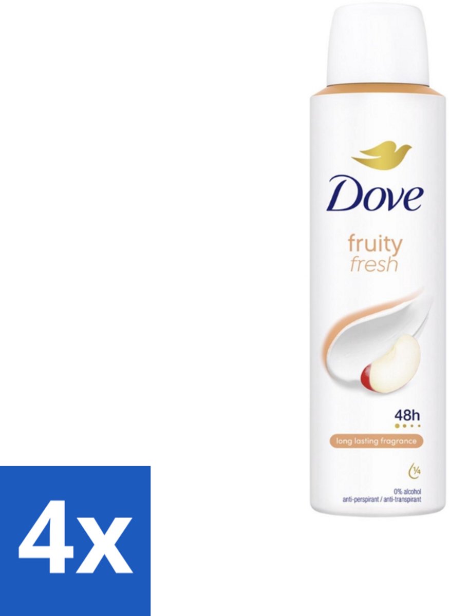 4 x Dove – Deodorant Spray – Fruity Fresh – 150 ml - Deodorant Spray - Fris - Fruitige Geur - Okselhuid Verzorging - Transpiratiegeur